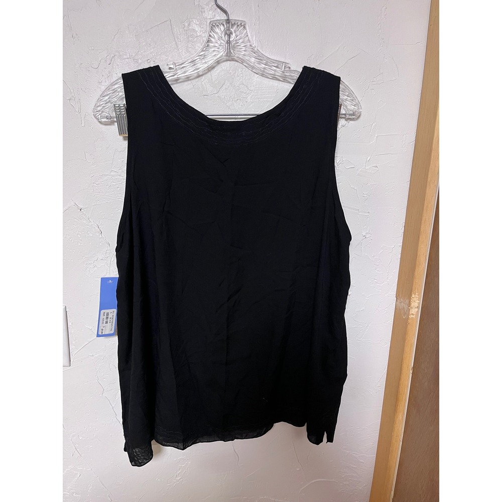 Blue Ginger Black Rayon‎ Sleeveless V-Neck Embroidered Tank Top NWT XL - Picture 5 of 5